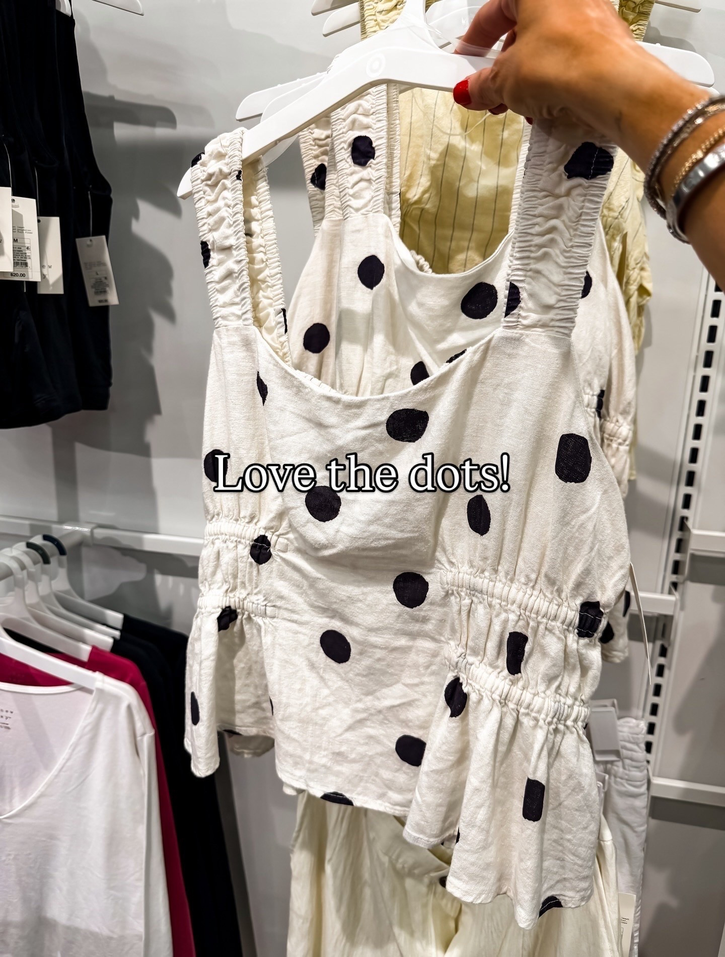 This polka dot top is such a fun little find… the fit is so flattering with the cinched waist and it’s one of those pieces that instantly makes an outfit feel styled.

polka dot top, summer tops, cute everyday outfits, feminine style, flattering tops, casual chic outfit, target finds, easy outfit ideas, black and white outfit, summer style inspo, themominstyle

#LTKSeasonal #LTKootd #LTKOver40