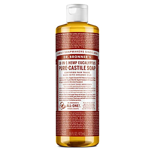 Dr. Bronner's - Pure-Castile Liquid Soap (Eucalyptus, 16 ounce) - Made with Organic Oils, 18-in-1 Uses: Face, Body, Hair, Laundry, Pets and Dishes, Concentrated, Vegan, Non-GMO | Amazon (US)