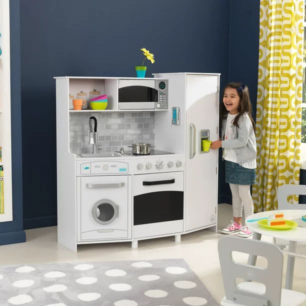 KidKraft Large Play Kitchen with Realistic Lights & Sounds - White | Walmart (US)
