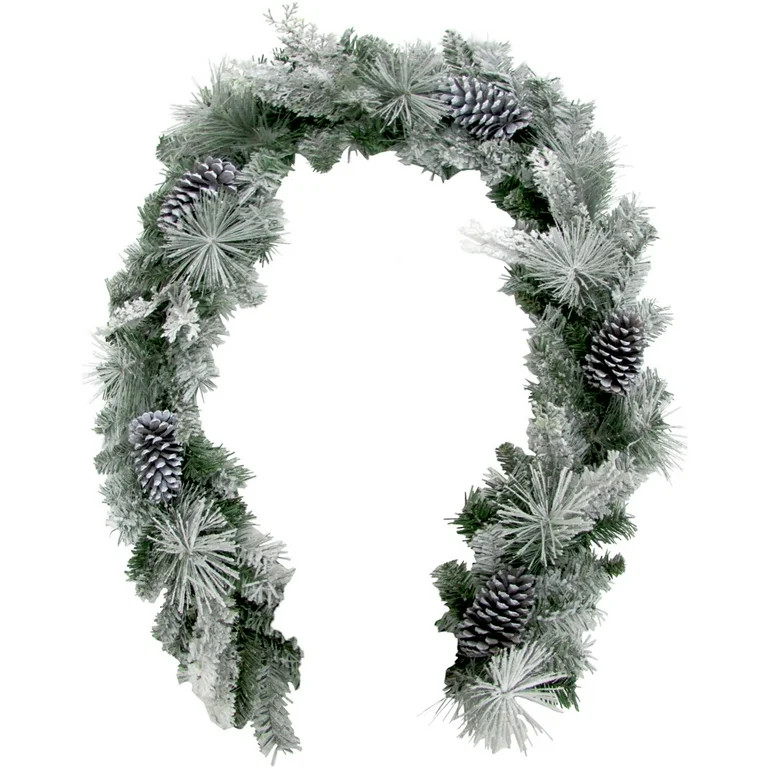 Fraser Hill Farm Christmas Snow Flocked Spruce Garland, with Pinecones 72" (Green) - Walmart.com | Walmart (US)