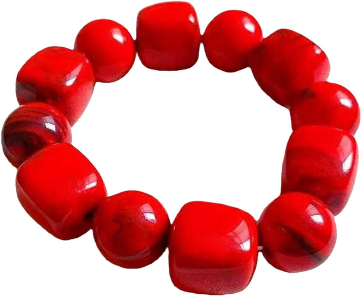 Irregular Resin Chunky Beaded Bracelet for Women Boho Colorful Acrylic Beads Stretch Bracelet Ban... | Amazon (US)