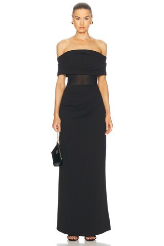 SER.O.YA Isabel Gown Dress in Black - Black. Size S (also in M, XS). | FWRD 