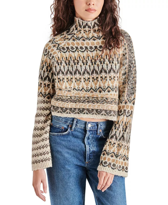 Steve Madden Women's Indie Funnel-Neck Fair Isle Sweater - Macy's | Macy's