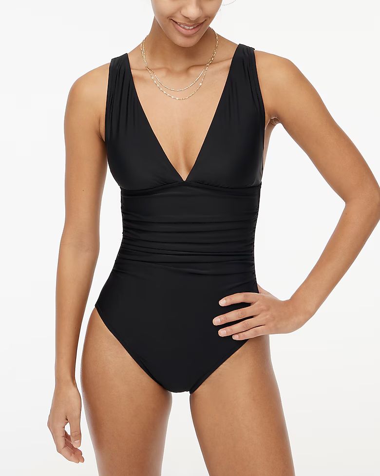 V-neck ruched one-piece swimsuit | J.Crew Factory