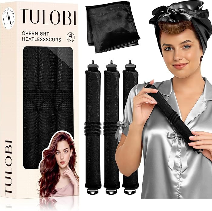 TULOBI 3 Pcs Heatless Curls Overnight - Upgraded Velvet Heatless Hair Curler with Velcro Fastener... | Amazon (US)