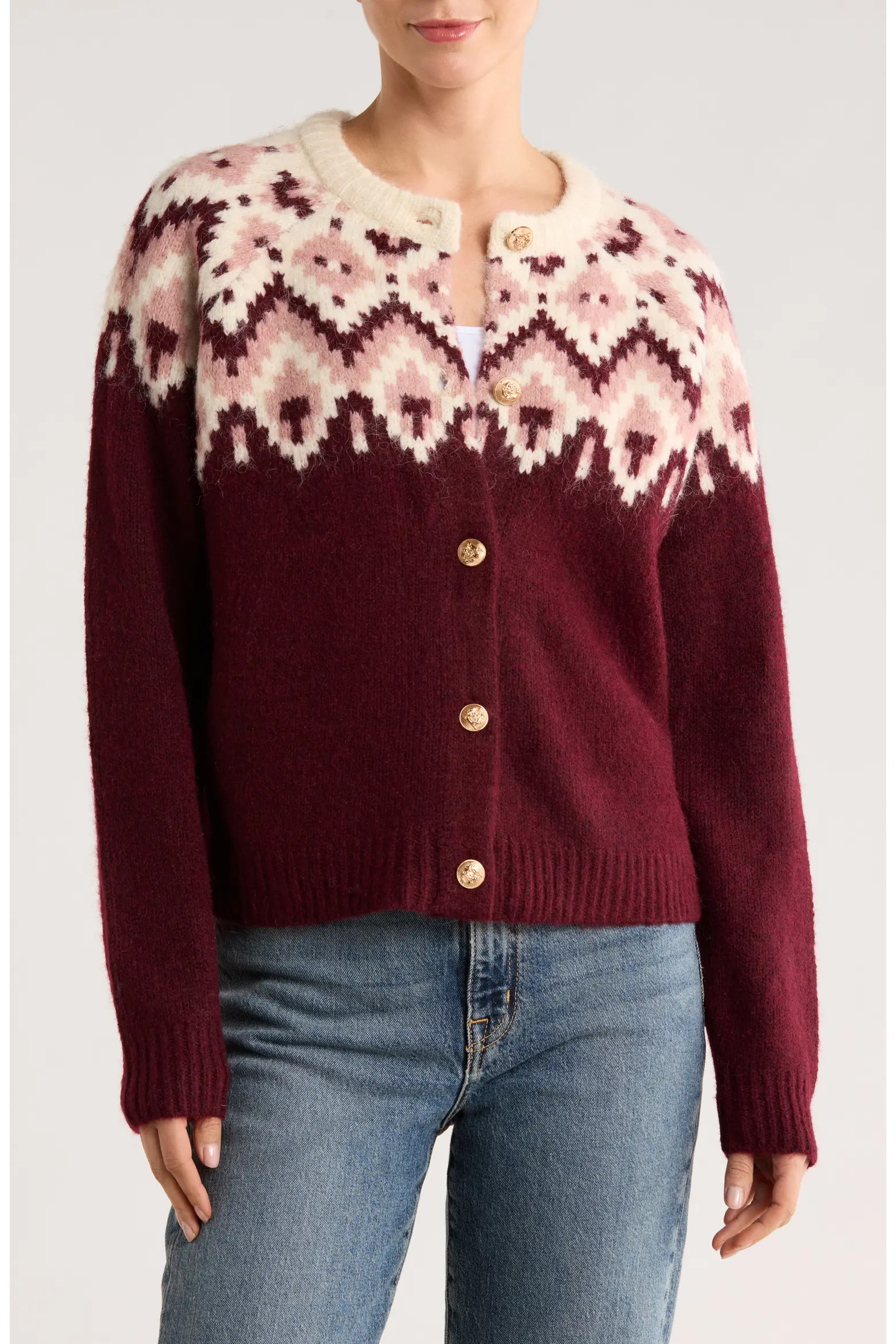 INTERNATIONAL DESIGNER Fair Isle Button Front Cardigan (Women) | Nordstromrack | Nordstrom Rack