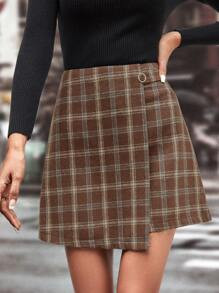 Plaid Print Wrap Skirt
   SKU: sw2208037403711200      
          (4 Reviews)
            US$14.0... | SHEIN