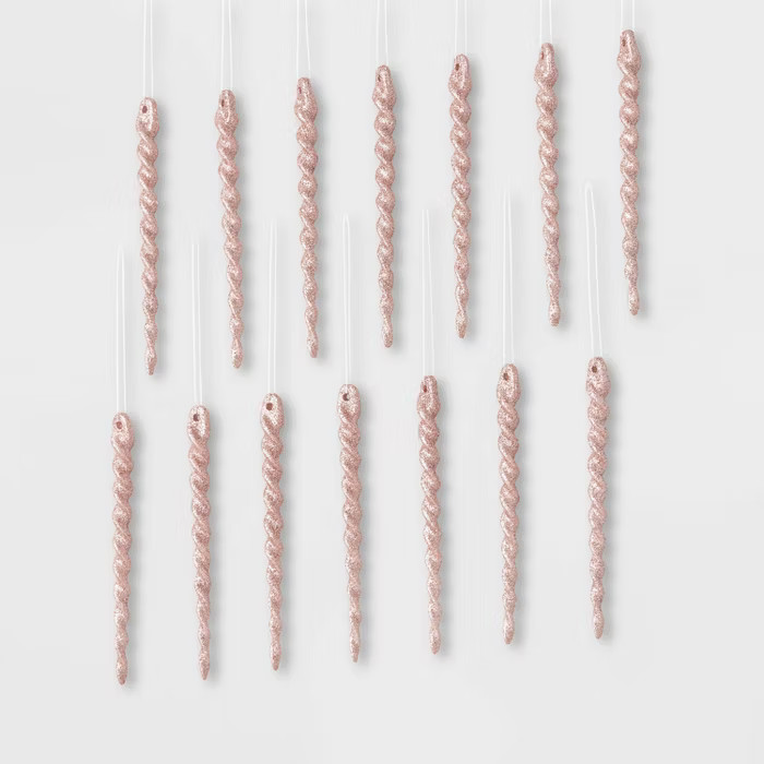14ct Glitter Icicle Christmas Ornament Pink - Wondershop™ | Target