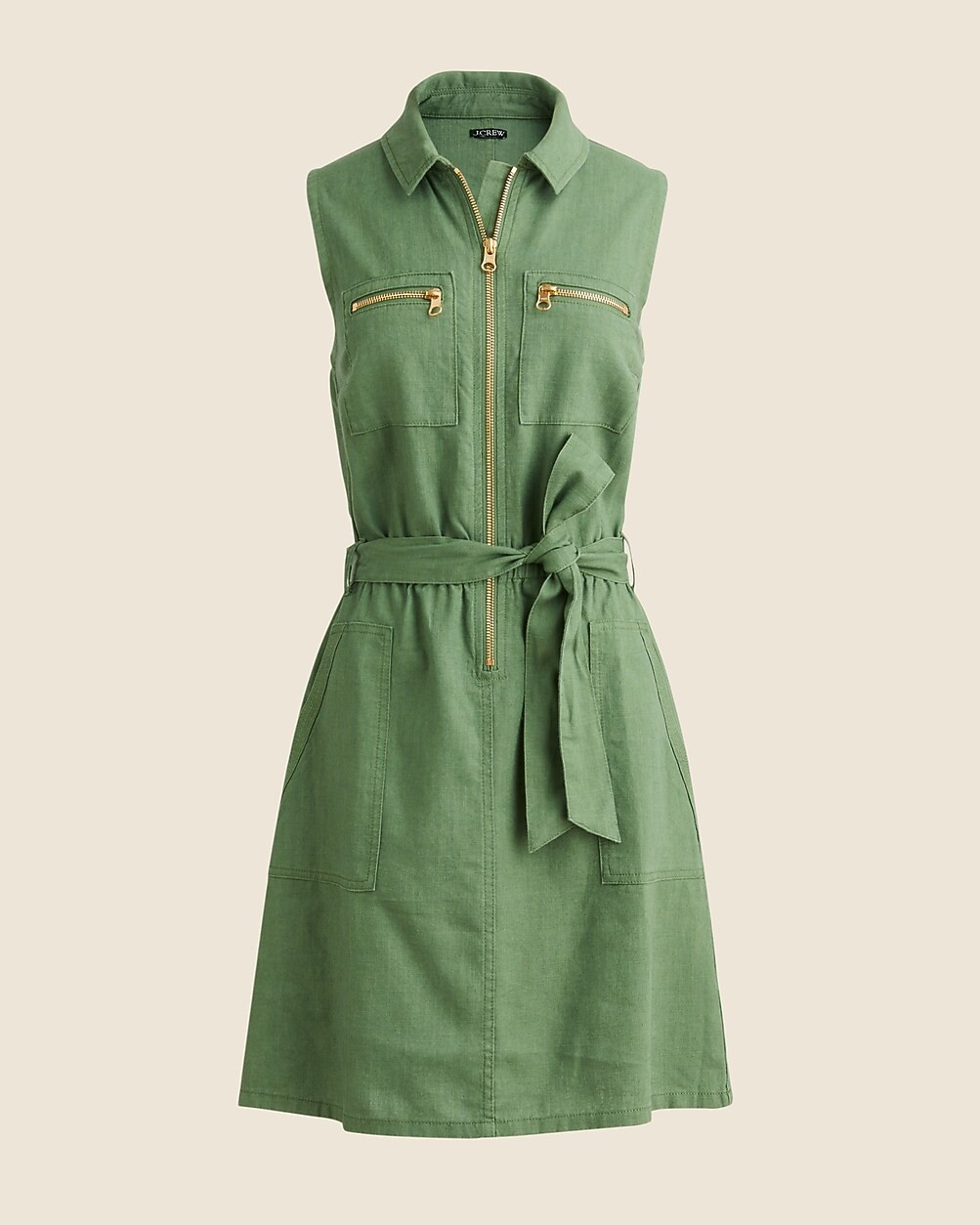 Zip-front linen-blend dress | J. Crew US