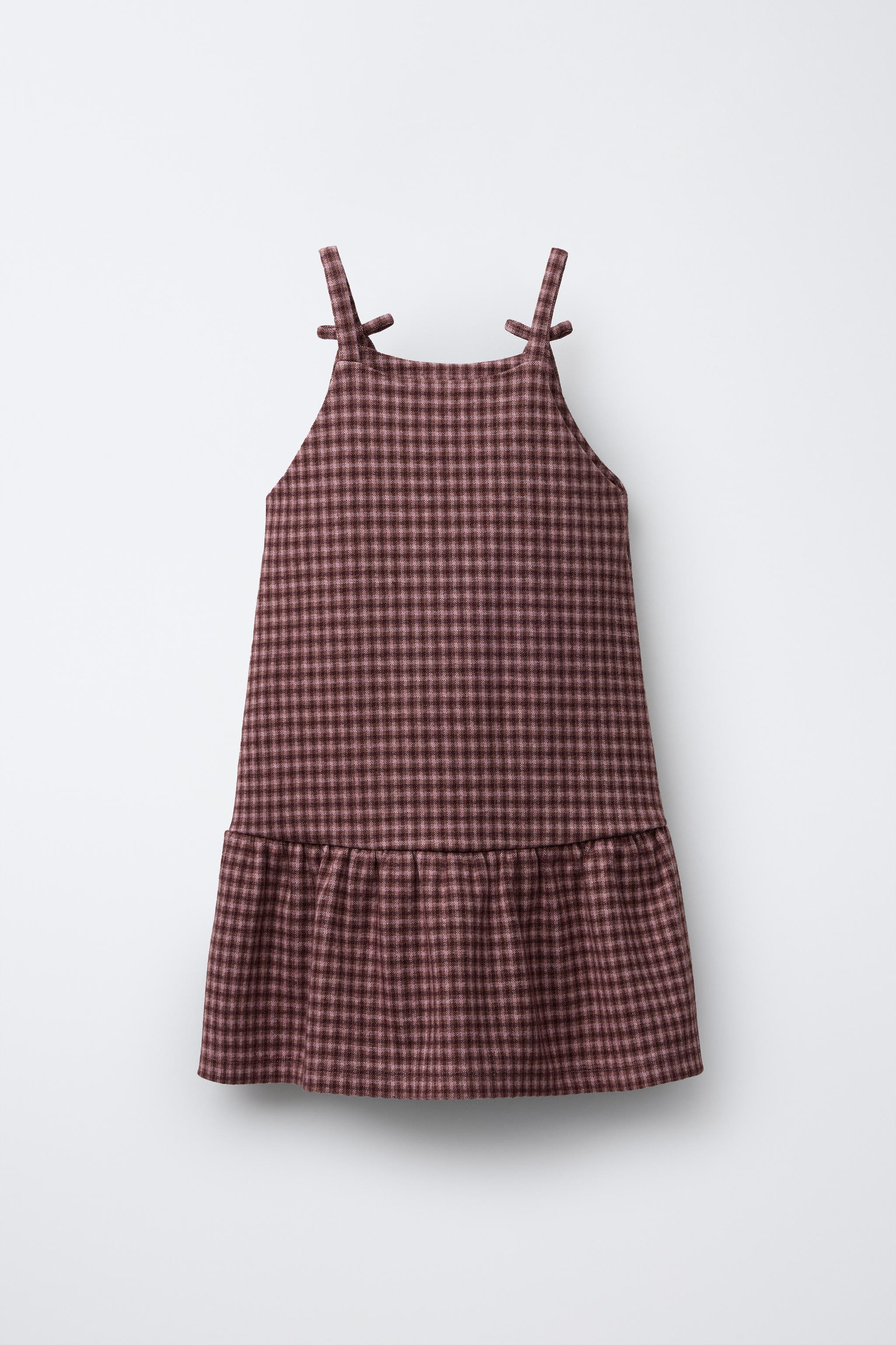 PLAID PINAFORE DRESS WITH BOWS | Zara Canada