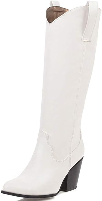 Vimisaoi Knee High Boots for Women, Pointed Toe Pull On Chunky High Heel Western Cowgirl Cowboy W... | Amazon (US)