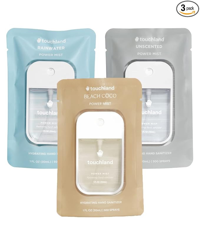 Touchland Power Mist Hydrating Hand Sanitizer Spray, DYE FREE Trio Set (Rainwater, Unscented, Bea... | Amazon (US)