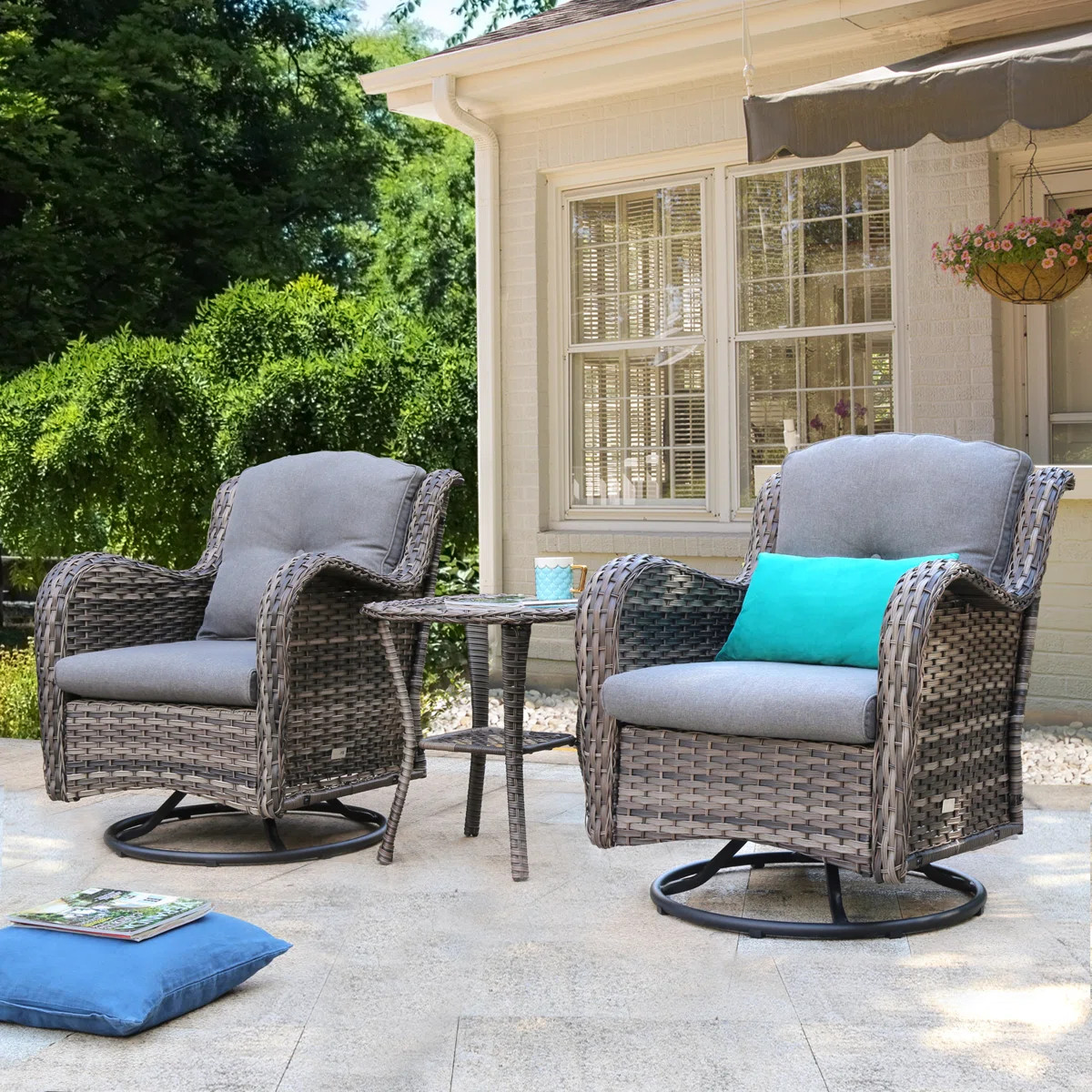 Araneli Premium All-Weather Wicker 2 - Person Patio Conversation Sets with Cushions | Wayfair North America