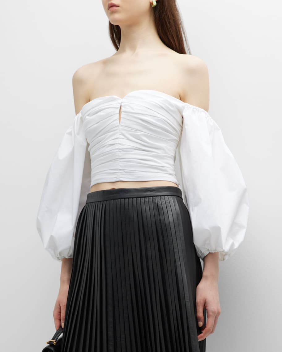 Holly Off-Shoulder Keyhole Poplin Top | Neiman Marcus