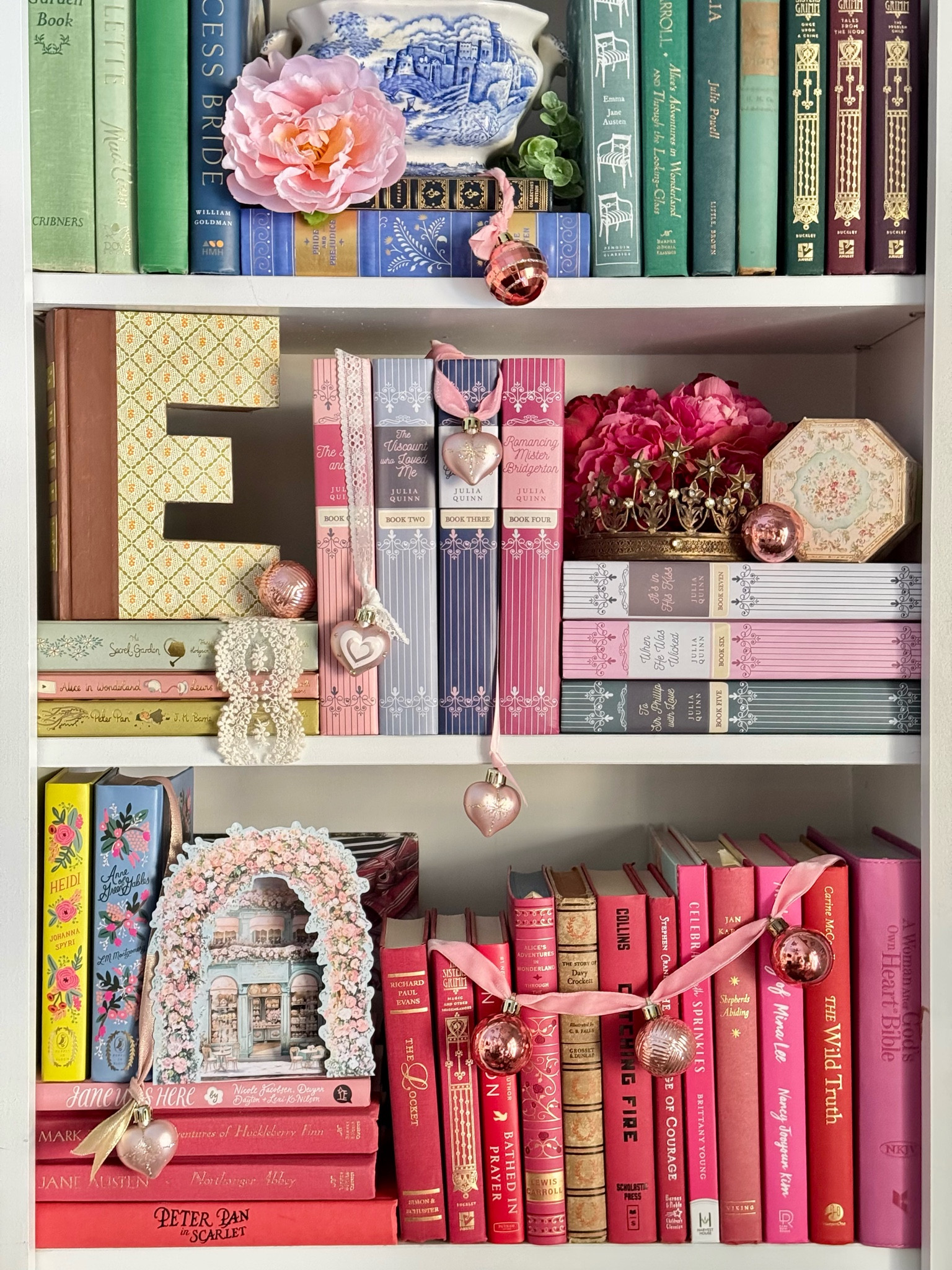 I’ve transformed these gorgeous Valentine ornaments into charming decor by adding ribbons—velvet, lace, and satin—to create unique bookmarks and accents. Paired with colorful books and vintage treasures, they bring such a cozy, romantic vibe to my shelves. 🌸📚

Shop to create a similar look on your bookshelves!

#LTKHome
