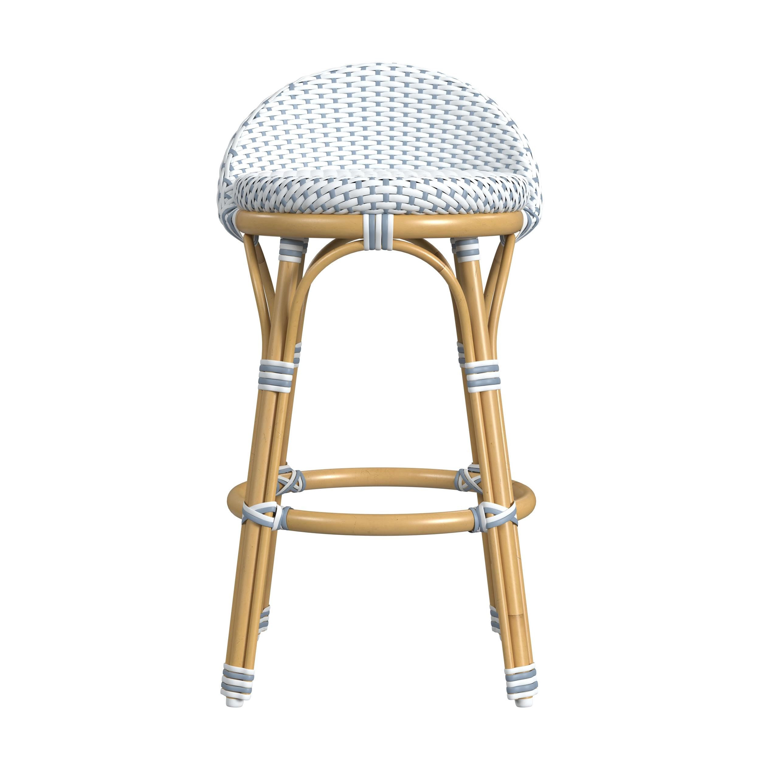 Butler Specialty Tobias Outdoor Rattan Metal Counter Stool - White/Sky Blue | Amazon (US)