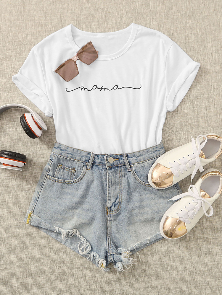 Round Neck Letter Graphic Tee | SHEIN