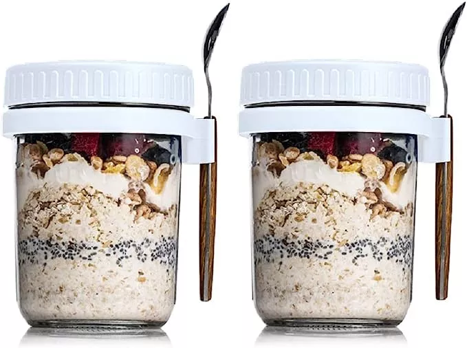 LANDNEOO 4 Pack Overnight Oats Containers with Lids and Spoons, 16