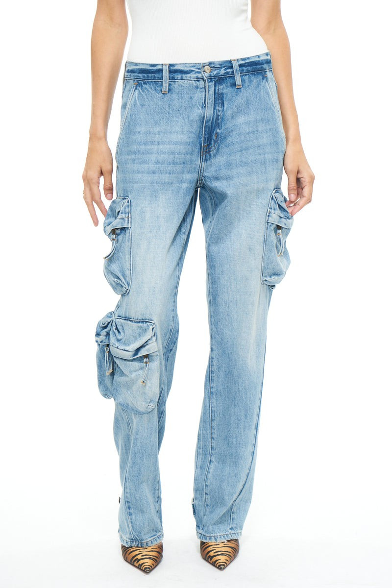 Bobbie Mid Rise Loose Straight Cargo - Varsity | Pistola Denim