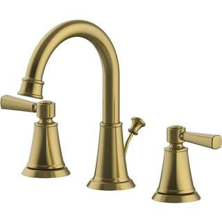 Melina 8 in. Widespread Double-Handle High-Arc Bathroom Faucet in Matte Gold | The Home Depot