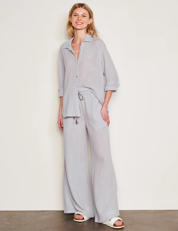 Women's Wide Leg Pant in Blue Linen | Sundry Clothing