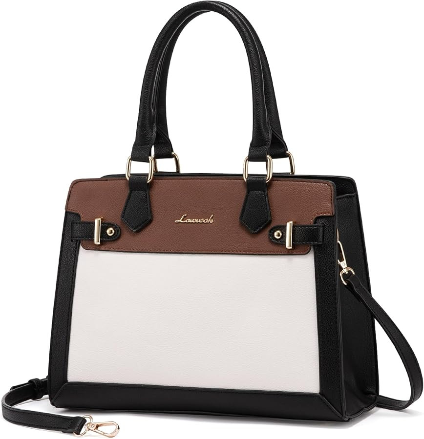 LOVEVOOK Purses and Handbags for Women, Tote Shoulder Bag Satchel Black Purse and PU Leather Top ... | Amazon (US)