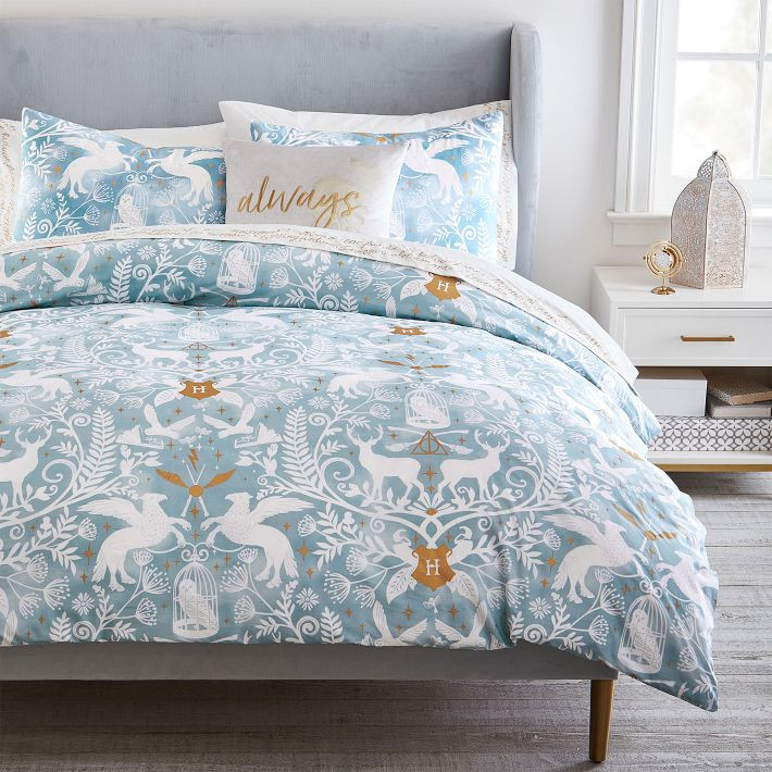 Harry Potter™ Magical Damask Duvet Cover - Mystic Mint | Pottery Barn Teen