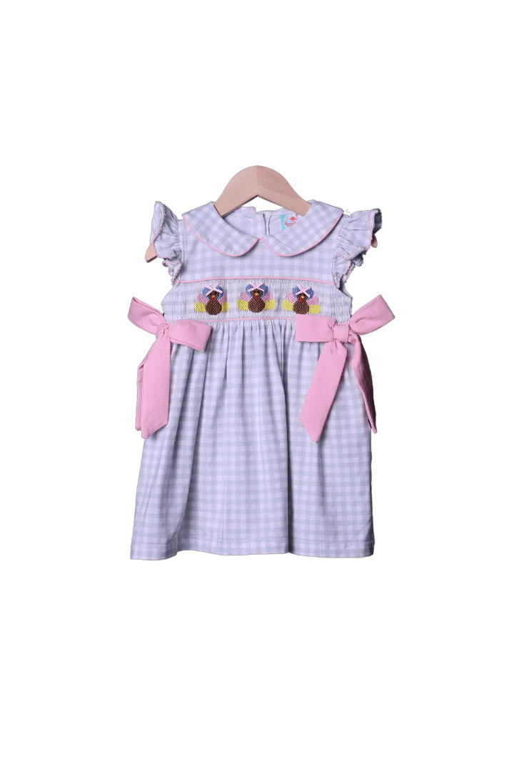 Smocked Sage Gingham Turkey Dress | The Smocked Flamingo