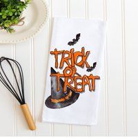 Halloween Kitchen Tea Towel, Trick Or Treat, Decor, Party Gifts, Decorations, Dish Towel | Etsy (US)