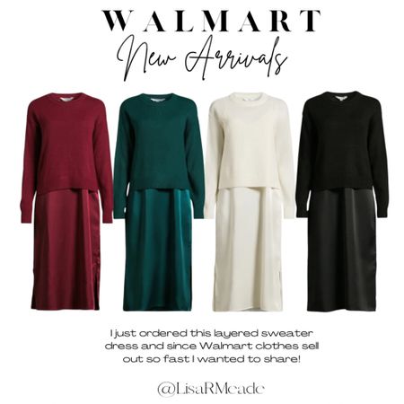 Walmart sweater dress - layered look!
I purchased in size xs, this will sell out quick.
Walmart style / dresses / sweater dress / holiday style / christmas dress / slip dress 

#LTKHoliday #LTKstyletip #LTKparties