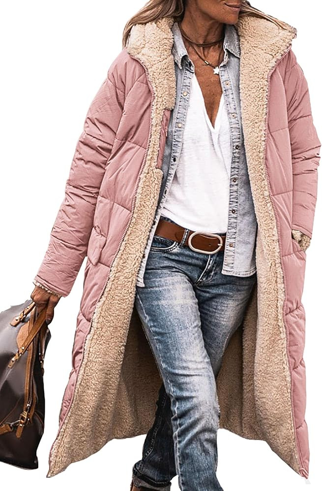 PRETTYGARDEN Women's 2025 Winter Fashion Clothes Oversized Shearling Fleece Long Coats Jackets | Amazon (US)