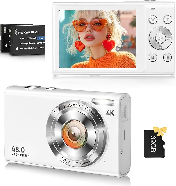 Digital Camera, 4K Vlogging Camera for YouTube Autofocus Cameras for Photography with 16X Digital... | Amazon (US)