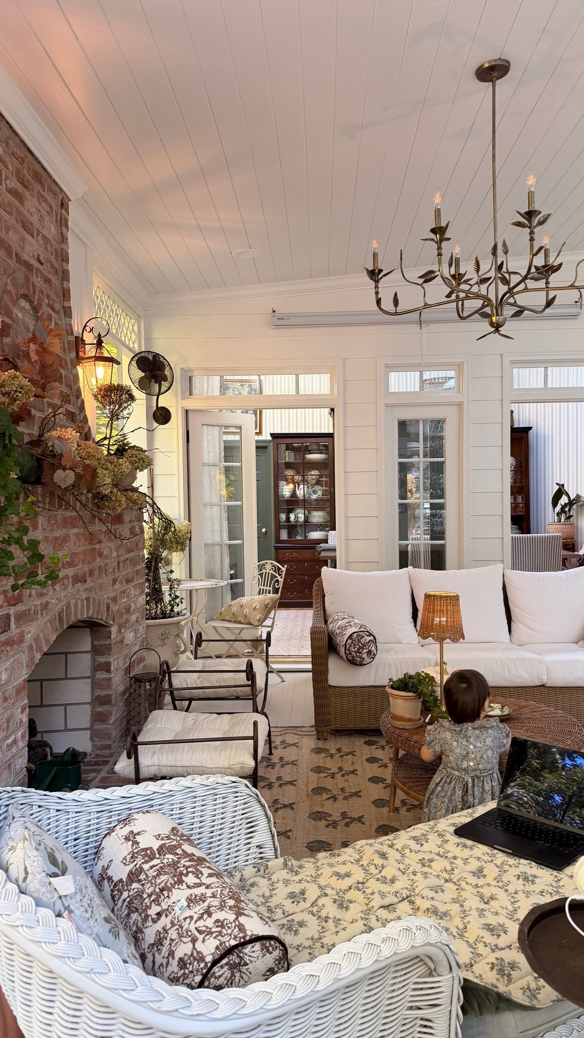 Slowly adding little touches of Fall.🍂 Warm textures, cozy patterns and seasonal stems making the porch feel extra inviting.

#LTKHome #LTKSeasonal