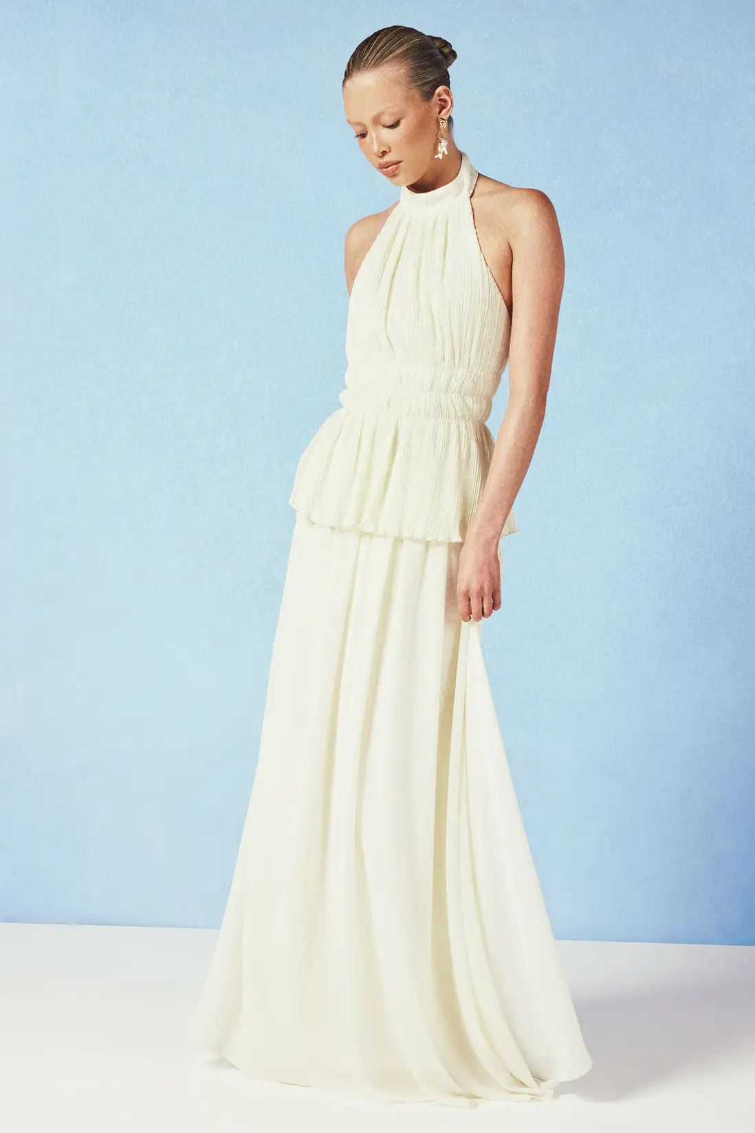 Ivory Chiffon Gathered Maxi Skirt | Boohoo USA | boohoo (US & Canada)