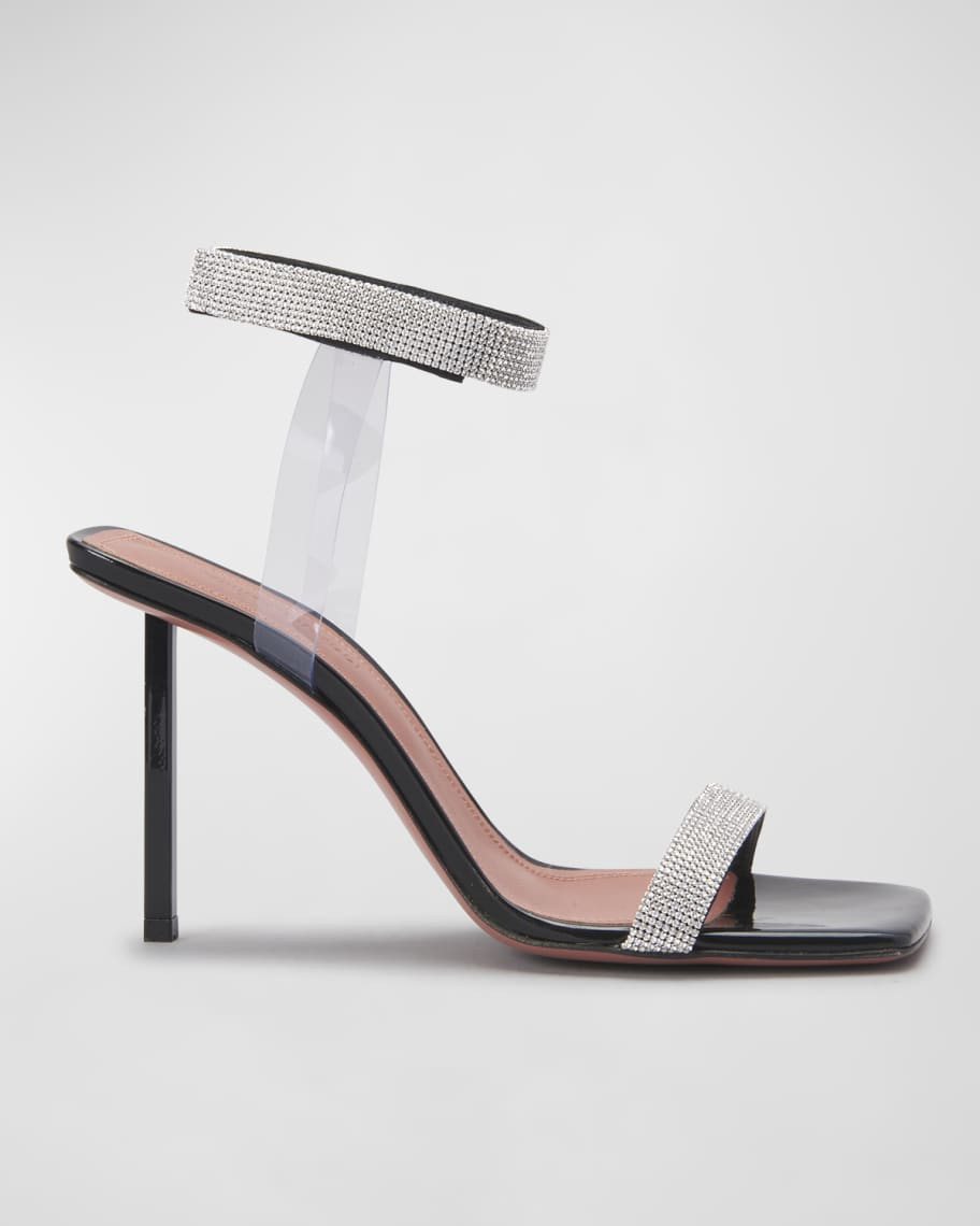 Amina Muaddi Rih Leather Crystal-Cuff Sandals | Neiman Marcus