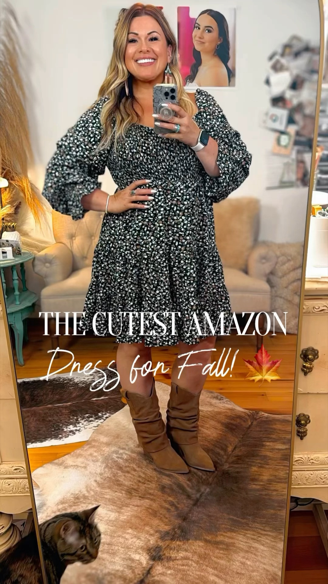 The cutest, most comfortable dress for fall! An Amazon must have! The colors and fit are fabulous and it pairs perfect with your favorite pair of boots! 🍁

I’m wearing a large in the dress - fits true to size.  Boots are 8.5, and I typically wear an 8. 

#LTKShoeCrush #LTKSeasonal #LTKStyleTip