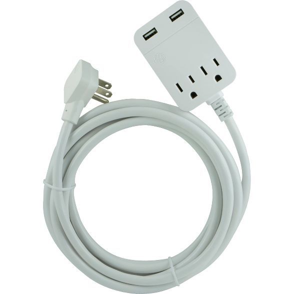 General Electric 12' 2.4A 2 USB 2 Outlets Cordinate Surge Extension Cord White | Target