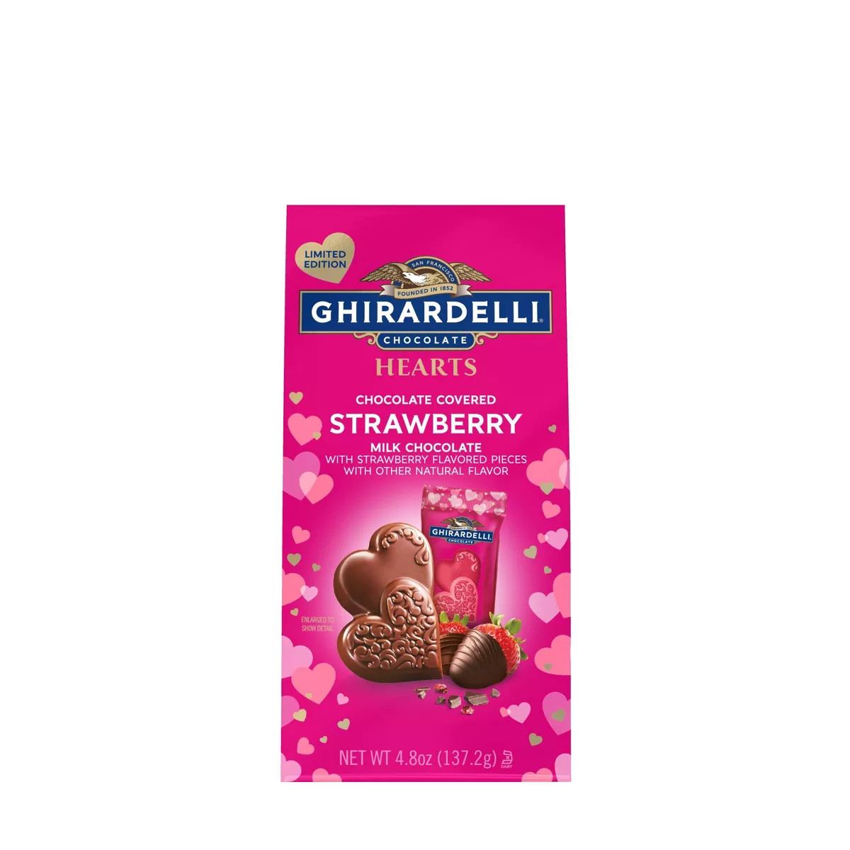 Ghirardelli Valentine's Chocolate Covered Strawberry Milk Chocolate Hearts Bag - 4.8oz | Target