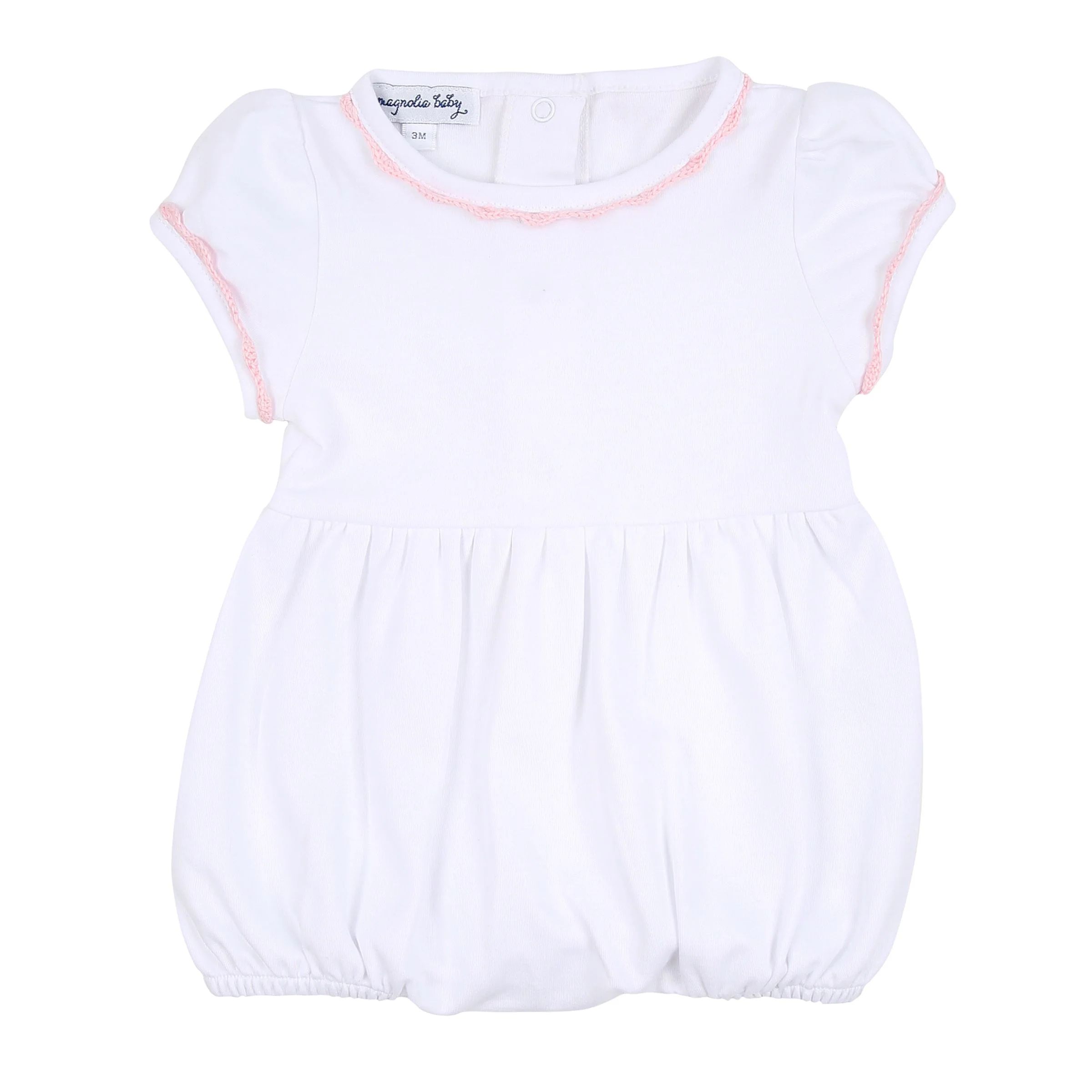 Baby Joy Baby Joy Embroidered Short Sleeve Bubble- Pink | JoJo Mommy