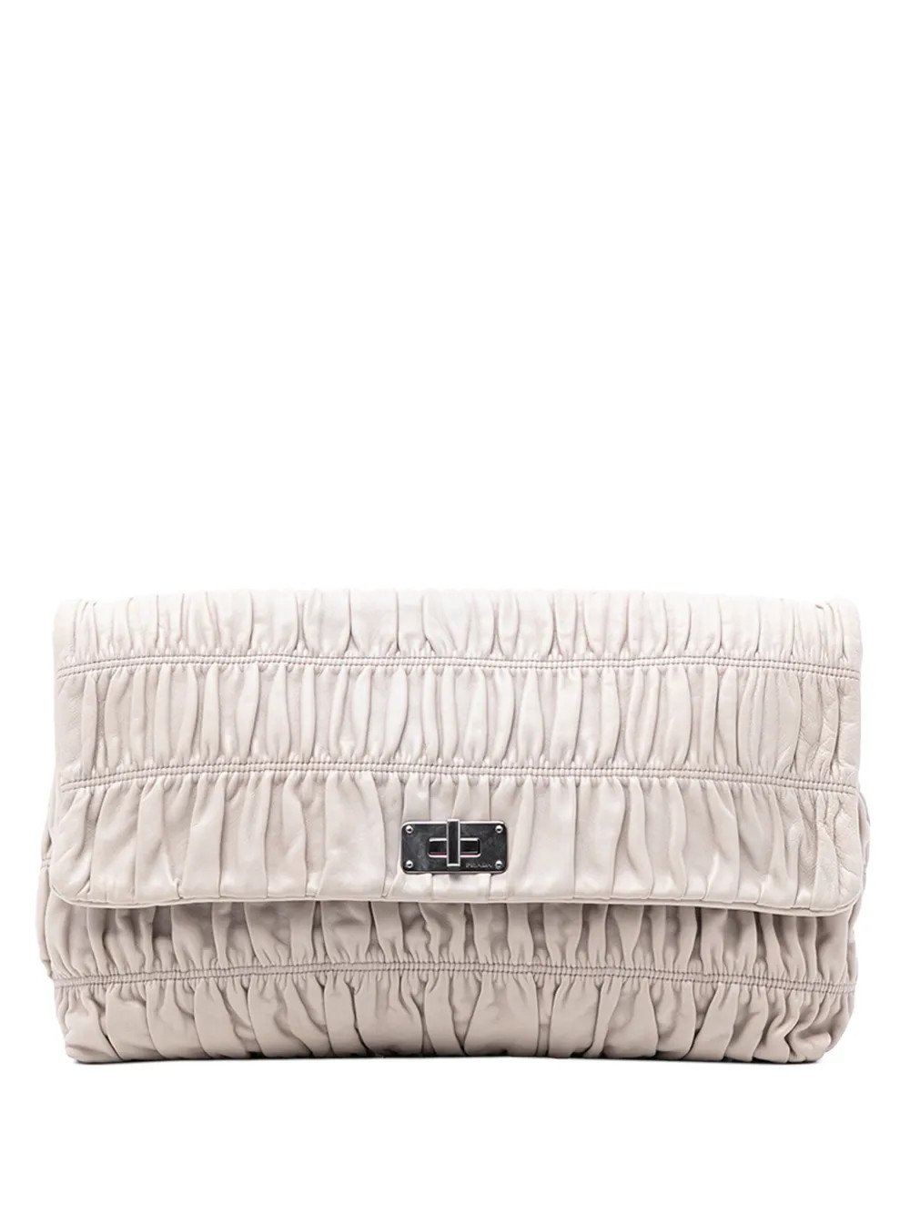 Prada Pre-Owned 2013-2025 Nappa Gaufre Turn Lock clutch bag - Brown | Farfetch Global