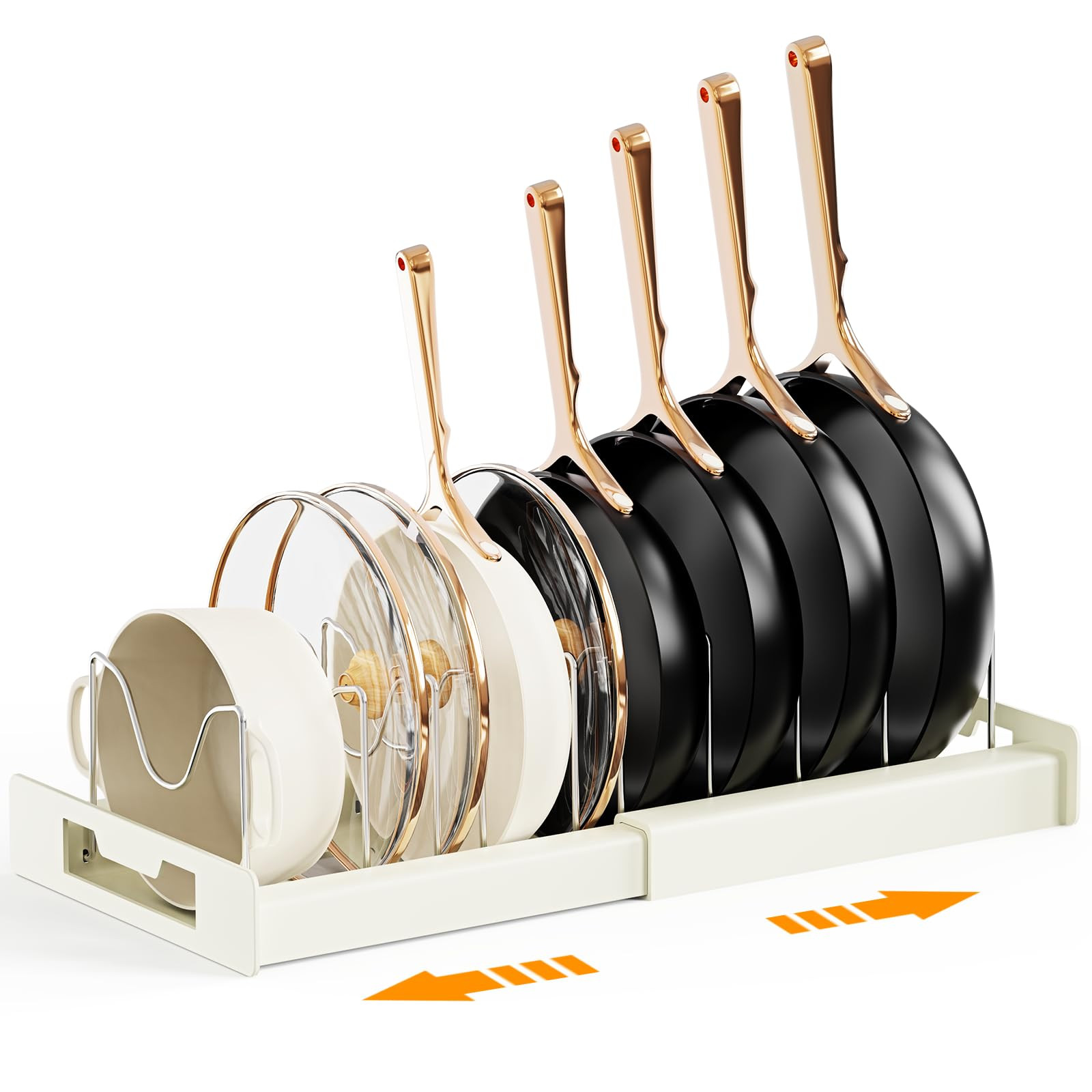 Dayacoco Pots and Pans Organizer Under Cabinet - Pot Lid Holder, Expandable Pan Organizer for Cab... | Amazon (US)