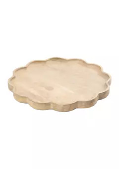 Crown & Ivy™ Light Acacia Wood Scalloped Serving Tray | Belk