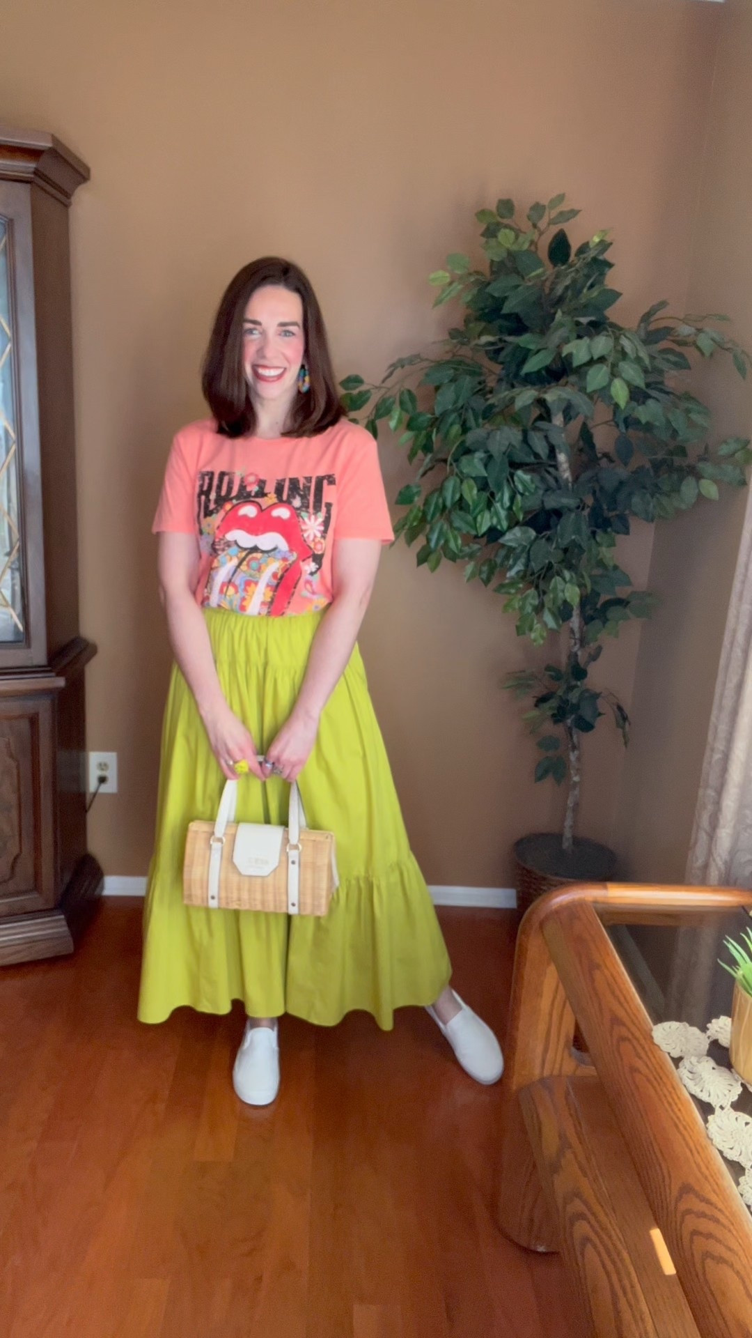 Rolling Stones graphic t-shirt (small). Lime green tiered maxi skirt (small). White slip on sneakers (8.5). #graphictshirt #tshirt #rollingstonestshirt #skirt #maxiskirt #limegreenskirt #vans #sliponsneakers #sneakers #whitesneakers #summeroutfit
Summer Outfit

#LTKSummerEdit #LTKFindsUnder100 #LTKStyleTip