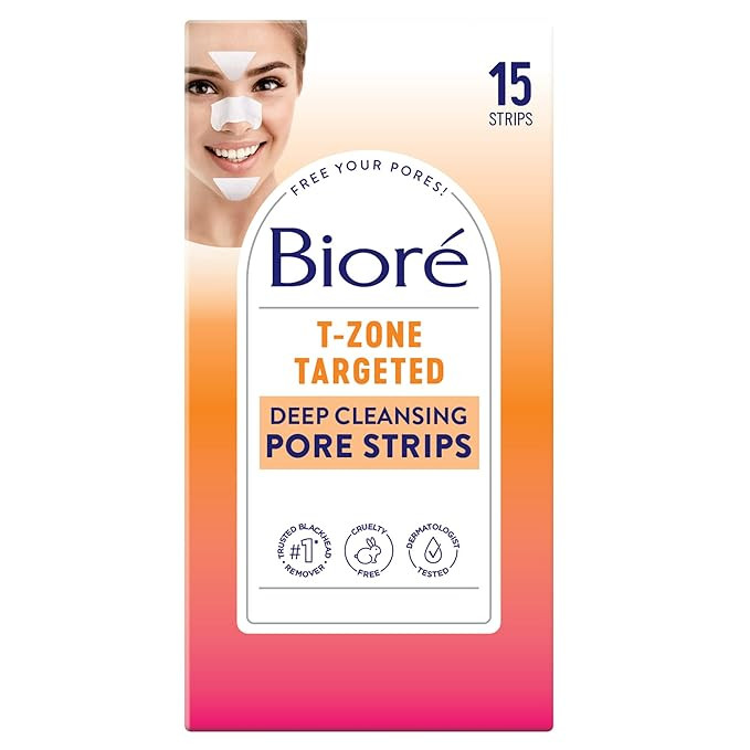 Bioré T-Zone Blackhead Remover Strips, Deep Cleansing Pore Strips, (5 Nose + 5 Face + 5 Chin Str... | Amazon (US)