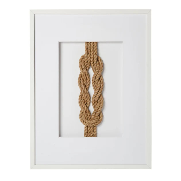 White Nautical Knot Framed Art - Double Academic Knot | Cailini Coastal