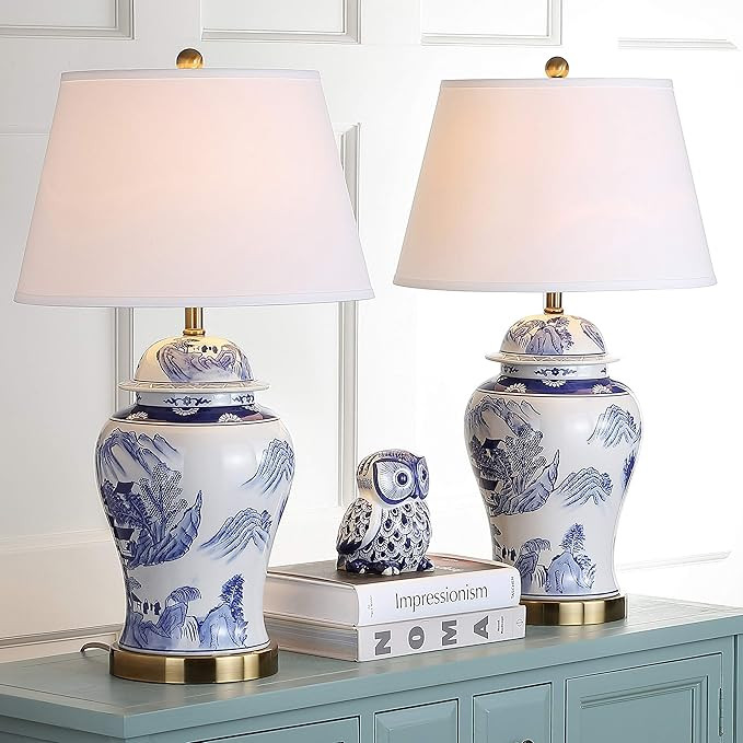 Safavieh Lighting Collection Shanghai Blue/ White Ginger Jar Chinoiserie 29-inch Bedroom Living R... | Amazon (US)