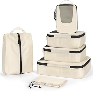 BAGSMART Packing Cubes for Travel, 6 Set Suitcase Organizer Bags Set & Packing Cubes for Travel, ... | Amazon (US)