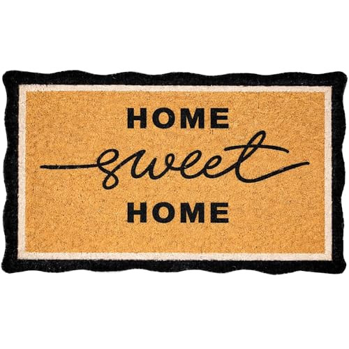 Folkulture Home Sweet Home Door Mat | 16 x 28 Front Door Mat for Outside Entrance | Eco Friendly, Durable, Anti Slip, Cute Scalloped Coir Doormat or Welcome Mat for Outdoor Décor, Front Porch | Amazon (US)