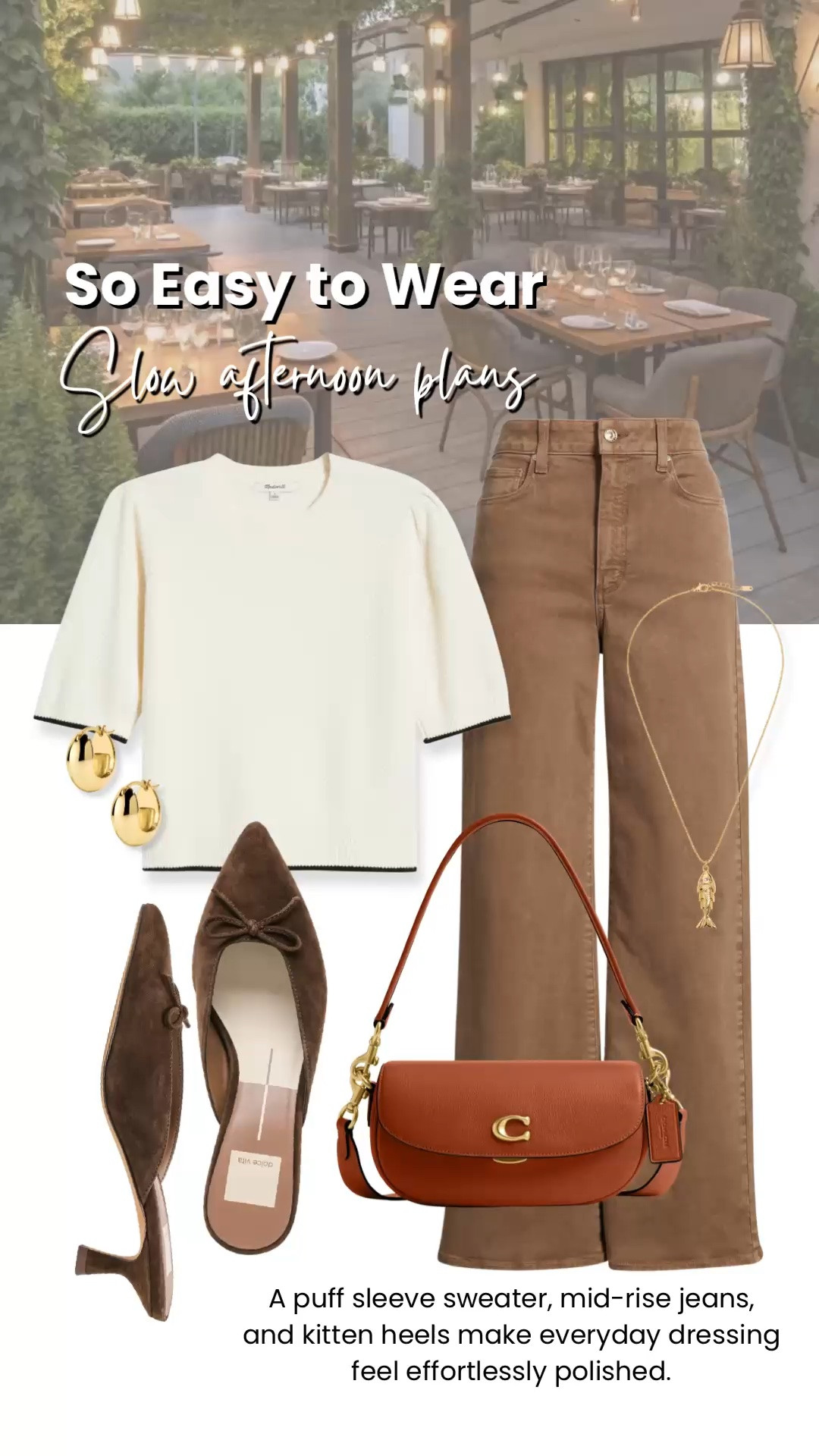 A puff sleeve sweater and mid-rise brown jeans create an effortlessly polished outfit you’ll wear on repeat. Add suede kitten heels, a classic leather shoulder bag, and simple gold jewelry for an elevated everyday look that’s perfect for lunch, dinner, or slow weekend afternoons.

💡 LTK MADE EASY
❤️ Heart = Support my posts!
🔖 Save = Get sale & restock alerts
📋 Lists = Keep favorites organized
📲 Share = Send lists and products to a friend. Hello, Christmas List!
💬 Comment = Ask me anything about what I’m wearing. :-)

#LTKootd #LTKOver40 #LTKgrwm