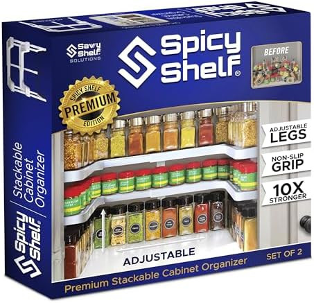 Spicy Shelf 3.0 - Expandable 2 Tiered Spice Rack Organizer for Cabinet & Pantry - Kitchen Seasoni... | Amazon (US)